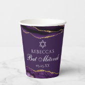 Chic Lila Gold Bat Mitzvah Party Custom Pappbecher (Rückseite)