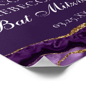 Chic Lila Gold Bat Mitzvah Party Willkommen Poster (Ecke)