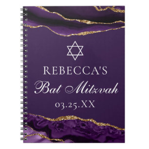 Chic Lila Gold Bat Mitzvah Personalisiert Notizblock