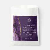 Chic Lila Gold Bat Mitzvah Personalisiertes Party Geschenktütchen (Vorderseite)