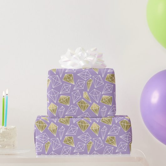 Chic Lila Gold Diamonds Geburtstag Geschenkpapier (Partygeschenke)
