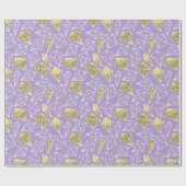 Chic Lila Gold Diamonds Geburtstag Geschenkpapier (Flach)