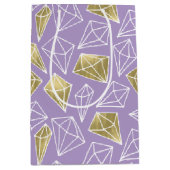 Chic Lila Gold Diamonds Geburtstag Mittlere Geschenktüte (Vorderseite)