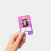 Chic Lila Gold Dot Mitarbeiter Foto ID Corporate Ausweis (Handheld)