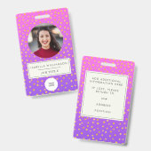 Chic Lila Gold Dot Mitarbeiter Foto ID Corporate Ausweis (Vorder- & Rückseite)