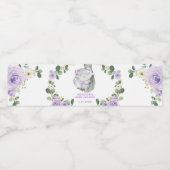 Chic Lila Gold Floral Elephant Baby Dusche Gefalle Wasserflaschenetikett (Einzelnes Label)