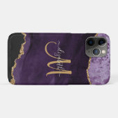 Chic Lila Gold Glitzer Agate Custom Monogram Case-Mate iPhone Hülle (Rückseite (Horizontal))