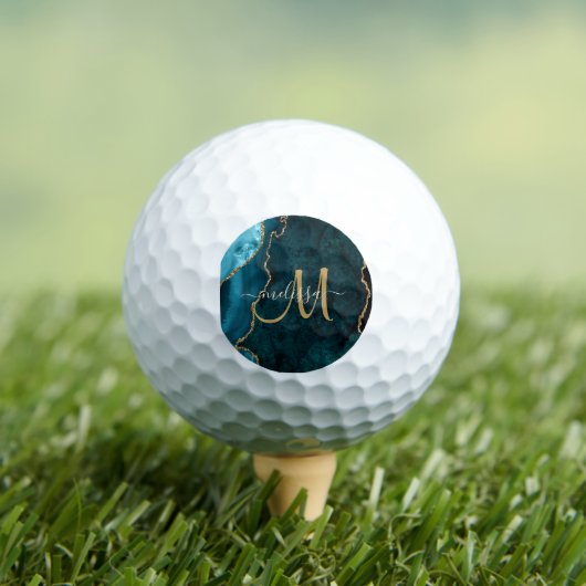 Chic Lila Gold Glitzer Agate Custom Monogram Gol Golfball (Insitu T-Shirt)