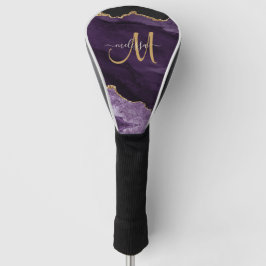 Chic Lila Gold Glitzer Agate Custom Monogram Golf Headcover