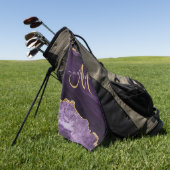 Chic Lila Gold Glitzer Agate Custom Monogram Golfhandtuch (Gras)