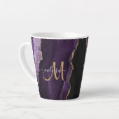 Chic Lila Gold Glitzer Agate Custom Monogram Milchtasse (Linke Ecke)