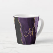 Chic Lila Gold Glitzer Agate Custom Monogram Milchtasse (Rechte Ecke)