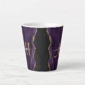 Chic Lila Gold Glitzer Agate Custom Monogram Milchtasse (Vorderseite)