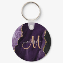Chic Lila Gold Glitzer Agate Custom Monogram