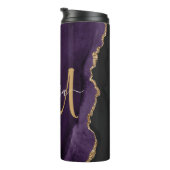 Chic Lila Gold Glitzer Agate Custom Monogram Thermosbecher (Nach rechts gedreht)