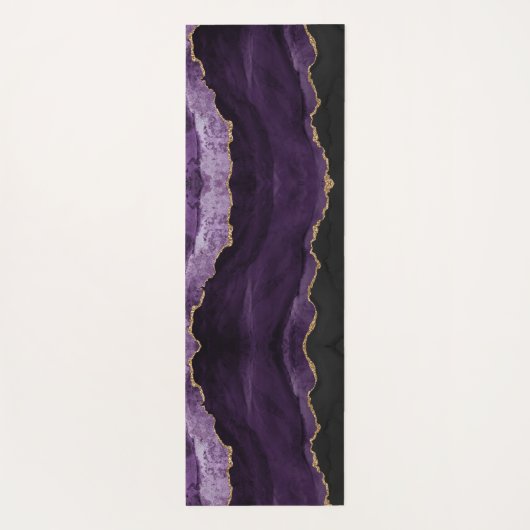 Chic Lila Gold Glitzer Agate Custom Monogram Yogamatte (Rückseite)