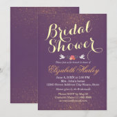 Chic Lila & Gold Glitzer Sparkle Brautparty Einladung (Vorne/Hinten)