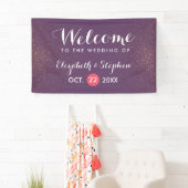Chic Lila & Gold Glitzer Sparkle Wedding Banner (Insitu)