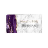 Chic Lila Gold Marble Wedding RSVP Selbstadresse Adressaufkleber (Vorne)