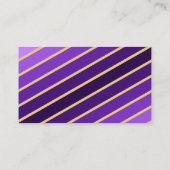 Chic Lila Gold Stripes Floral Business Card Visitenkarte (Rückseite)