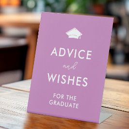 Chic Lila Grad Cap Abschluss Beratung und Wünsche Sockelschild
