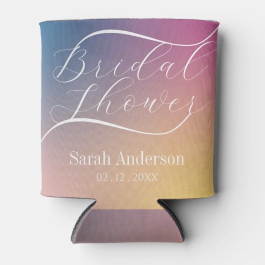 Chic Lila Gradient Ombre Script Brautparty Dosenkühler (Vorderseite)