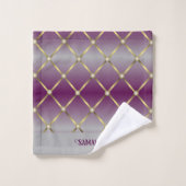 Chic Lila Grau und Gold Mesh Geometric Badhandtuch Set (Waschlappen)