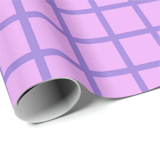 Chic Lila Grid Wrapping Paper Geschenkpapier (Rolleneckpunkt)