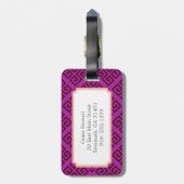 Chic lila gürtelgriechische Schlüsselmuster Monogr Gepäckanhänger (Rückseite vertikal)