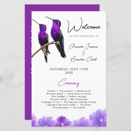 Chic Lila Hummingbirds and Petals Wedding (Vorne/Hinten)