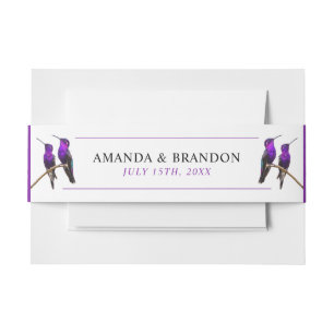 Chic Lila Hummingbirds and Petals Wedding Einladungsbanderole