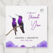 Chic Lila Hummingbirds and Petals Wedding Geschenkanhänger (Rückseite)