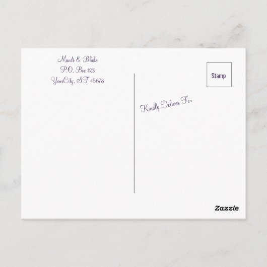 Chic Lila Hydrangea Wedding Einladung Postkarte (Rückseite)