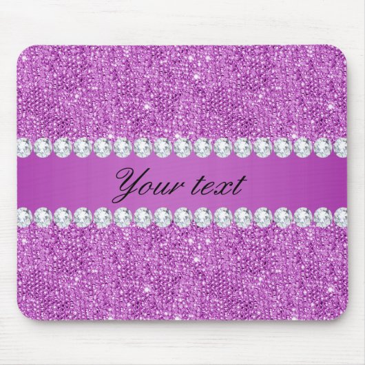 Chic-lila Imitat-Sequins und Diamanten Mousepad (Vorne)