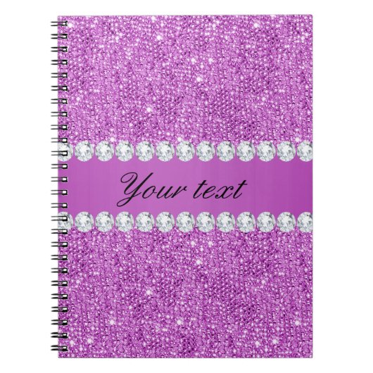 Chic-lila Imitat-Sequins und Diamanten Notizblock (Vorderseite)
