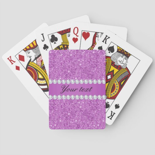 Chic Lila Imitate Sequins und Diamonds Spielkarten (Rückseite)