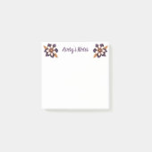 Chic Lila Imitats Gold Floral Name Post-it Klebezettel (Vorderseite)