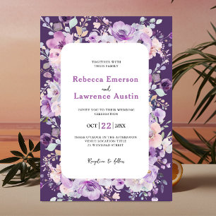 Chic lila Lavendel Blumen Einladung