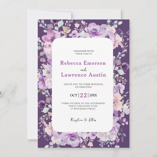 Chic lila Lavendel Blumen Einladung (Vorderseite)