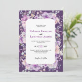 Chic lila Lavendel Blumen Einladung (Stehend Vorderseite)