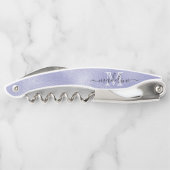 Chic Lila Lavendel Foil Elegantes Monogramm Kellnermesser (Rückseite)