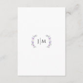 Chic Lila Lavender Floral Wedding Details Cards Begleitkarte (Rückseite)