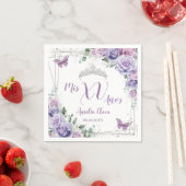 Chic Lila Lilac Floral Butterfliegen Quinceañera Serviette (Beispiel)