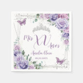 Chic Lila Lilac Floral Butterfliegen Quinceañera Serviette (Vorderseite)