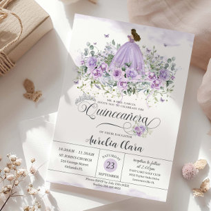 Chic Lila Lilac Floral Girl Dress Quinceañera XV Einladung