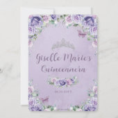 Chic Lila Lilac Floral Quinceañera Silver Arch Save The Date (Rückseite)