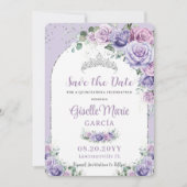 Chic Lila Lilac Floral Quinceañera Silver Arch Save The Date (Vorderseite)