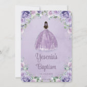 Chic Lila Lilac Floral Silver Arch Taufe Einladung (Rückseite)