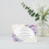 Chic Lila Lilac Lavender Floral Wedding Details Begleitkarte (Stehend Vorderseite)
