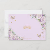 Chic Lila Lilac Rose Floral Gold 15 Quinceañera RSVP Karte (Rückseite)